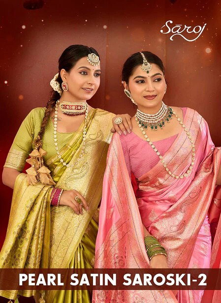 Pearl Satin Saroski Vol 2 By Saroj Satin Silk Saree Wholesale Price In Surat